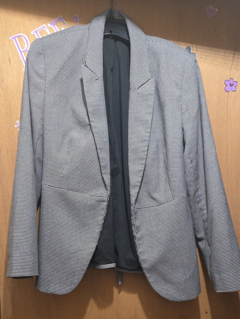 Classic Black & White Check Women's Blazer